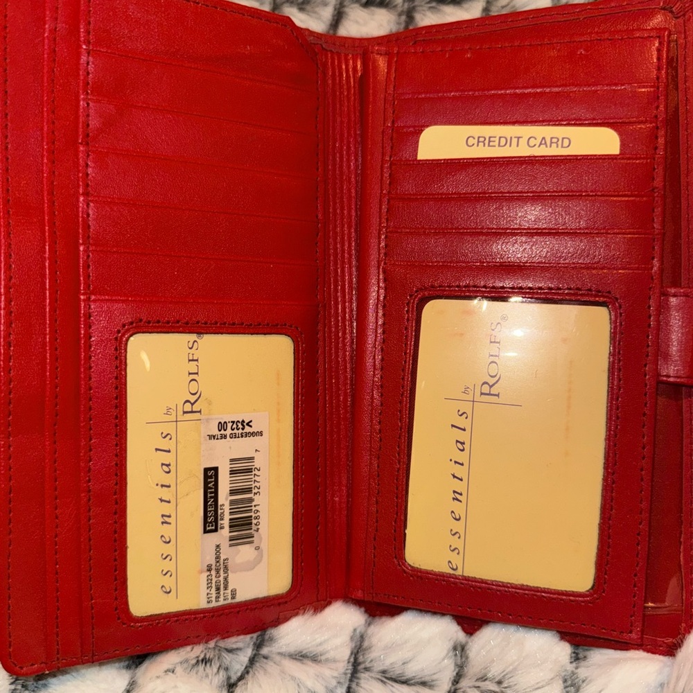 Rolf’s Red Leather Continental Compact Clutch Checkbook Kisslock Wallet NWT - Picture 5 of 8